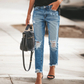 Vintage-Jeans mit Rissen und geradem Bein für Damen
