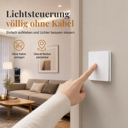Kabelloses Funk Lichtschalter Set ohne Verkabelung mit selbstklebendem Wandschalter und Empfänger für 220V Haushaltslampen